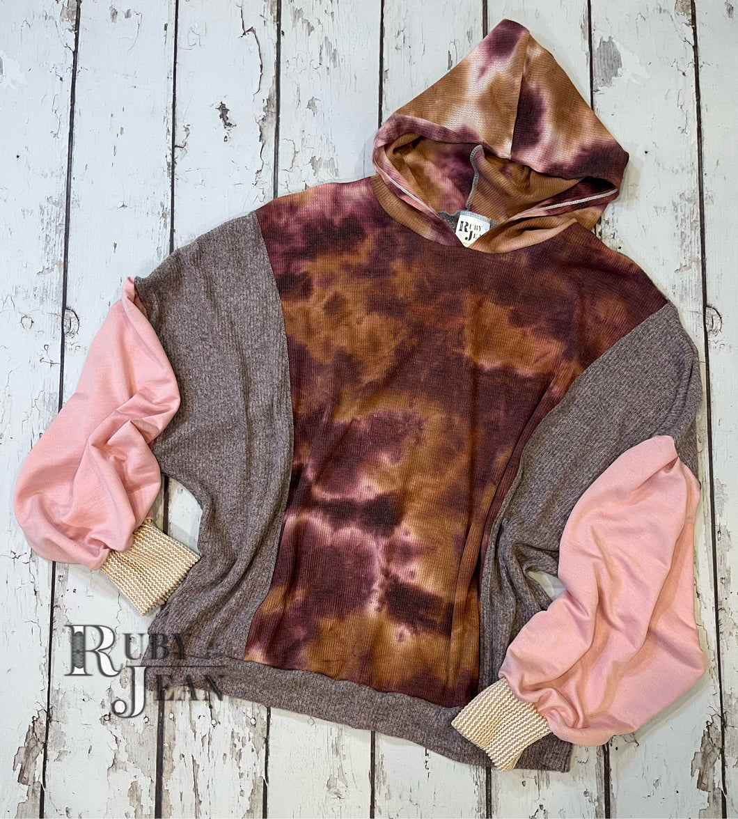 Pullover Hoodie- Pink Tie Dye *XL*