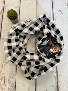 Hidden Pocket Infinity Scarf- Buffalo Plaid