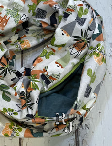 Hidden Pocket Infinity Scarf- Garden Gnomes