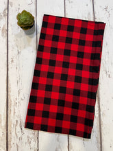 Load image into Gallery viewer, Hidden Pocket Infinity Scarf- Red Buffalo Plaid
