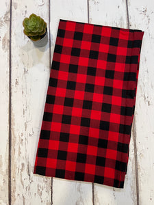 Hidden Pocket Infinity Scarf- Red Buffalo Plaid