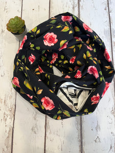 Hidden Pocket Infinity Scarf- Pink Roses