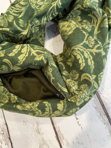 Hidden Pocket Infinity Scarf- Green Floral