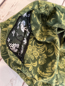 Hidden Pocket Infinity Scarf- Green Floral