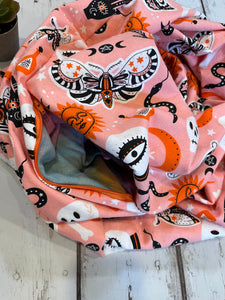 Hidden Pocket Infinity Scarf- Pink Skull