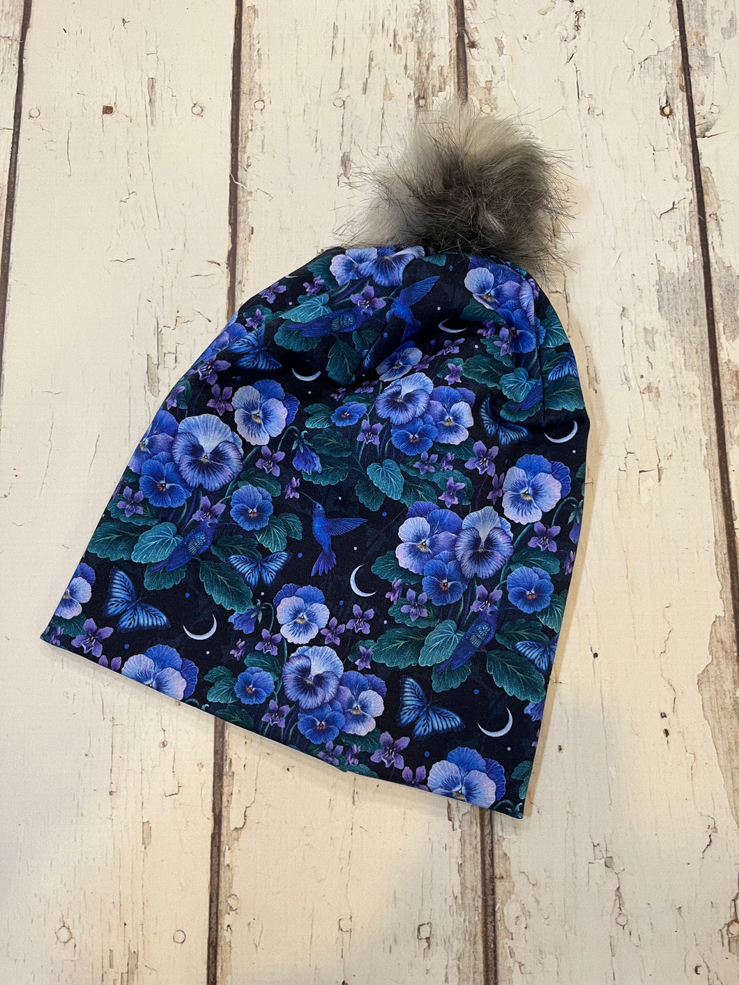 Slouch Beanie w/ faux pom- Viola