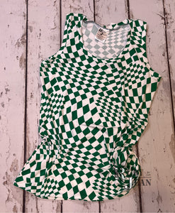 Essential Tank- Green Ditzy Check