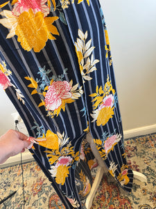 Maxi Skirt- Navy Floral Stripe