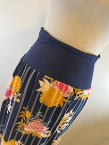 Maxi Skirt- Navy Floral Stripe