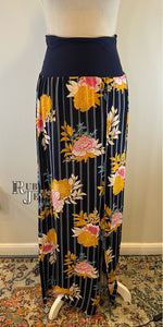 Maxi Skirt- Navy Floral Stripe