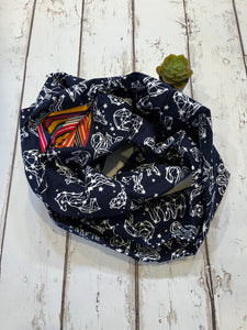 Hidden Pocket Infinity Scarf- Constellations